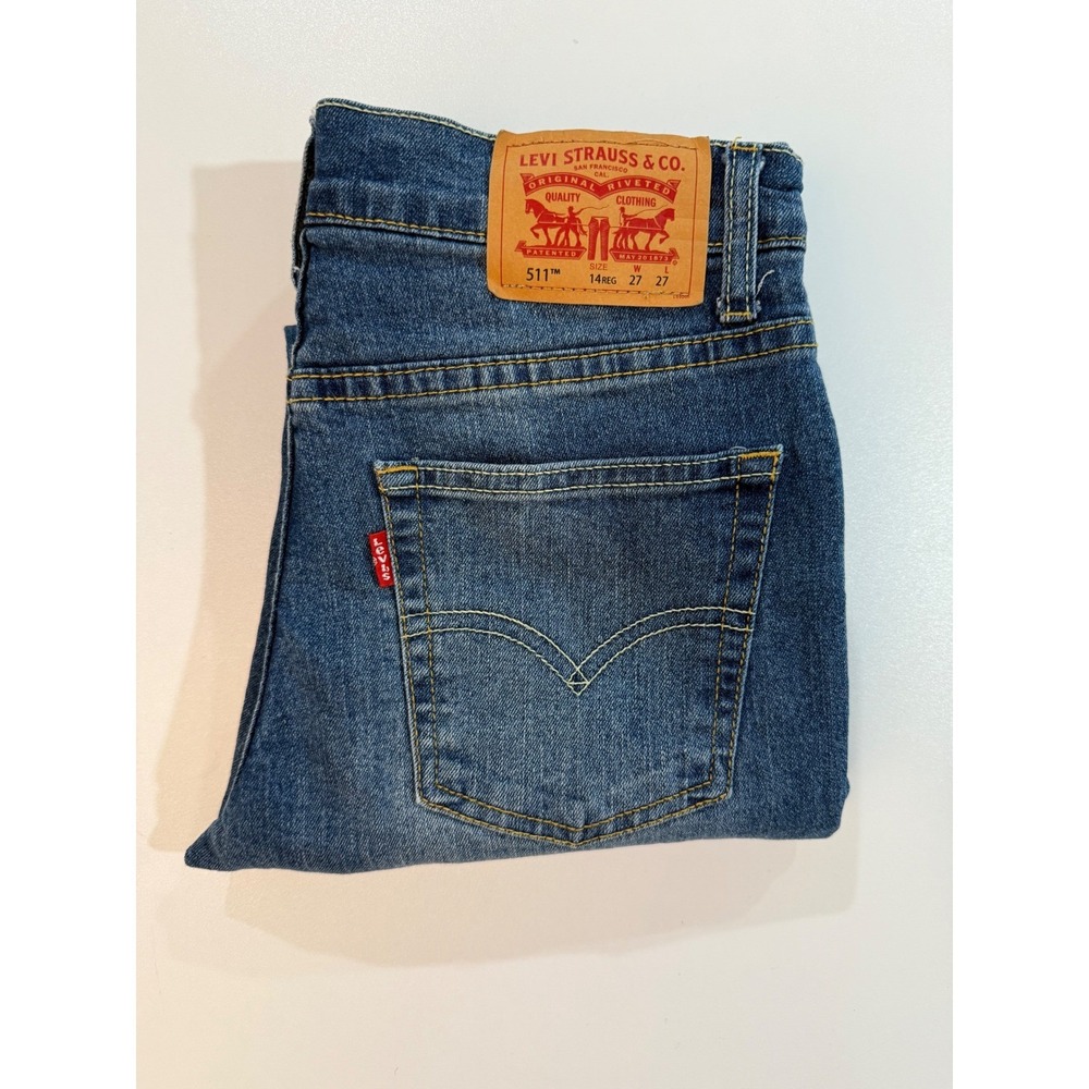 Levi's 511 Slim Fit Boys Jeans Size 14 Regular Wash Denim Blue (10)